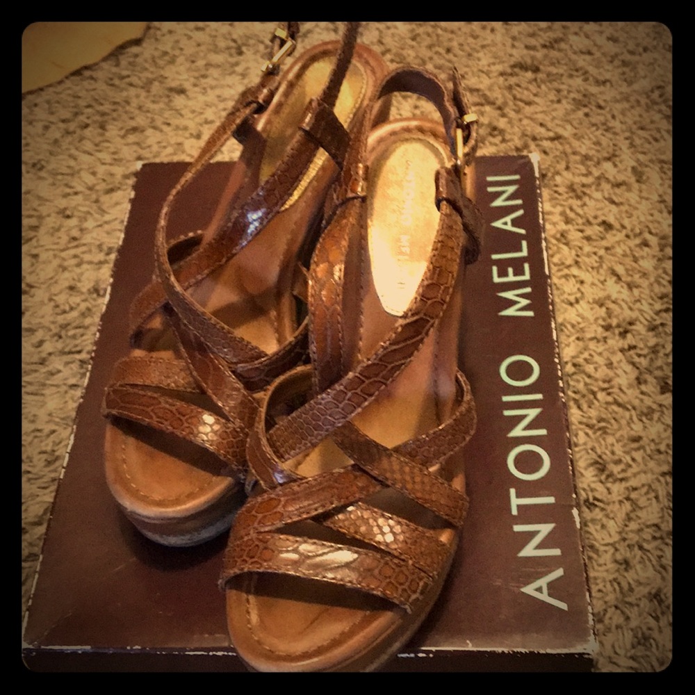 Antonio melani dark caramel-Camille wedges